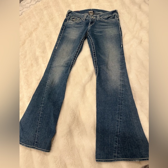 True Religion Disco Joey Big T Low-Rise Flare Vintage Jeans Size 28 - Picture 3 of 11